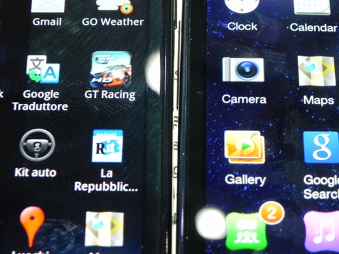 Confronto display Samsung Galaxy S II, Google Nexus S