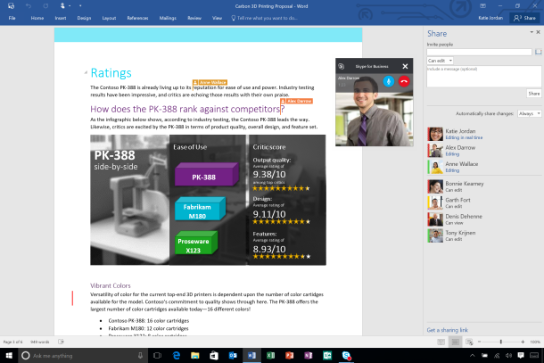 05. Word 2016 Real Time Typing and Skype for Business Video