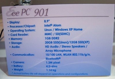 eeepc901specs